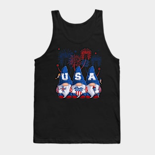 4th Of July Patriotic Gnomes Sunglasses American Fireworks Tank Top